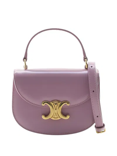 Pre-owned Celine 2023 Mini Shiny Calfskin Besace Clea Satchel In Pink