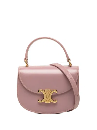 Pre-owned Celine 2023 Mini Shiny Calfskin Besace Clea Satchel In Pink