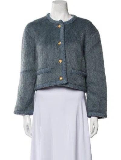Pre-owned Celine 2023 Mohair Jacket W/ Tags In Blue