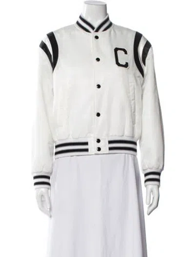 Pre-owned Celine 2023 Nylon Bomber Jacket In White