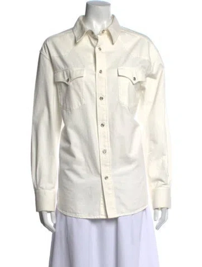 Pre-owned Celine 2023 Oversized Western Shirt Button-up Top In White
