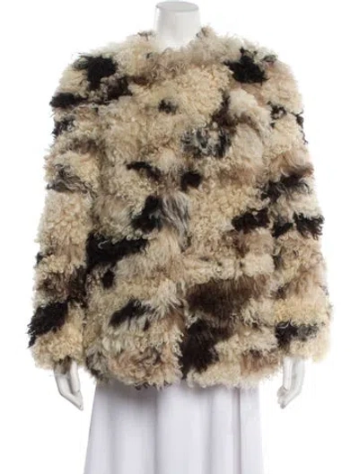 Pre-owned Celine 2023 Shearling Fur Jacket W/ Tags In Neutral