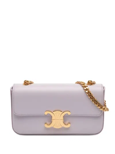 Pre-owned Celine 2023 Shiny Calfskin Claude Chain Shoulder Bag In Purple