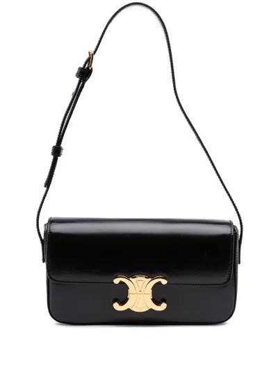 Pre-owned Celine 2023 Shiny Calfskin Claude Shoulder Bag In Black