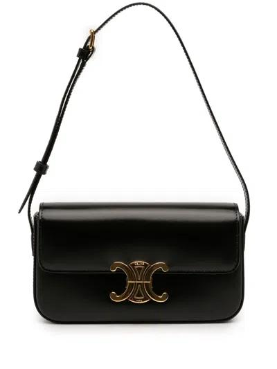 Pre-owned Celine 2023 Shiny Calfskin Claude Shoulder Bag In Black