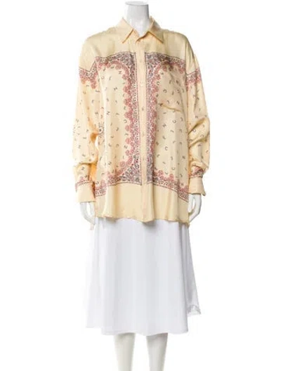 Pre-owned Celine 2023 Silk Button-up Top In Neutral
