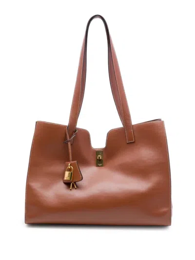 Pre-owned Celine 2023 Smooth Calfskin Cabas 16 Tote Bag In Brown