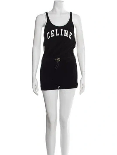 Pre-owned Celine 2023 Terry Cloth Romper In Black