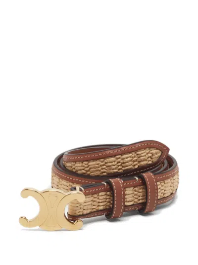 Pre-owned Celine 2023 Triomphe Belt In Neutral