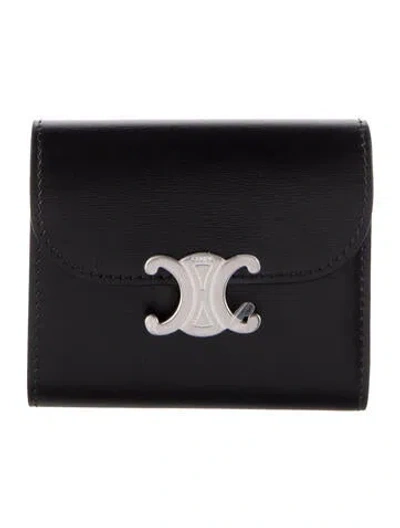 Pre-owned Celine 2023 Triomphe Card Holder In Black