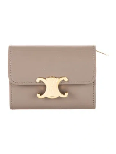 Pre-owned Celine 2023 Triomphe Compact Wallet In Neutral