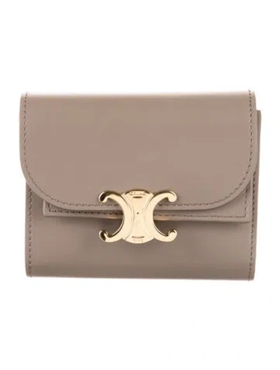 Pre-owned Celine 2023 Triomphe Compact Wallet In Neutral