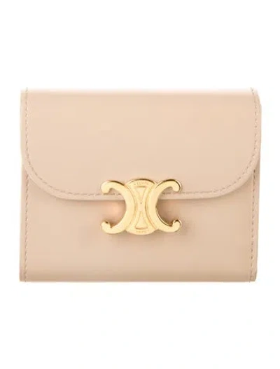 Pre-owned Celine 2023 Triomphe Compact Wallet In Neutral