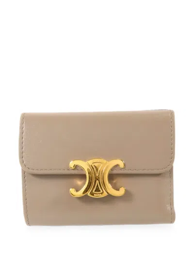 Pre-owned Celine 2023 Triomphe Compact Wallet In Neutrals