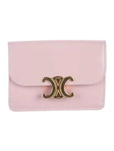 Pre-owned Celine 2023 Triomphe Compact Wallet In Pink