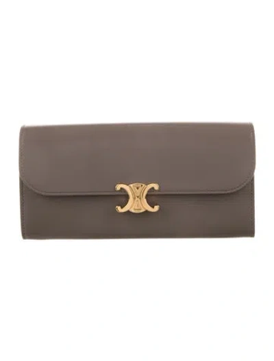 Pre-owned Celine 2023 Triomphe Continental Wallet In Neutral