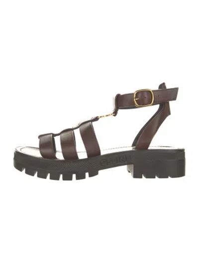 Pre-owned Celine 2023 Triomphe Gladiator Sandals In Brown