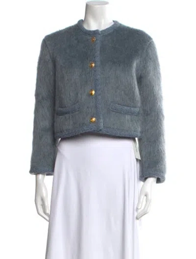 Pre-owned Celine 2023 Tweed Pattern Evening Jacket In Blue