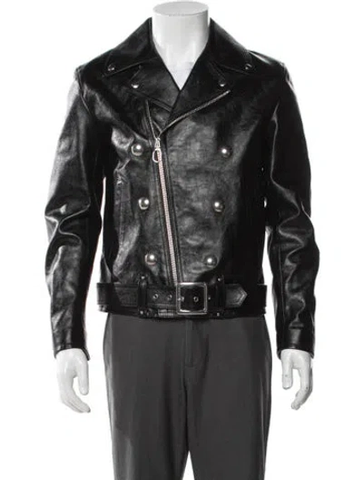 Pre-owned Celine 2024 Calfskin Moto Jacket W/ Tags In Black
