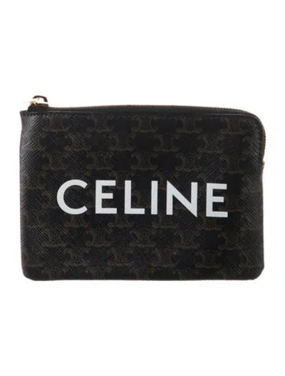 Pre-owned Celine 2024 Coin & Card Pouch With Hook Pouch In Black/brown
