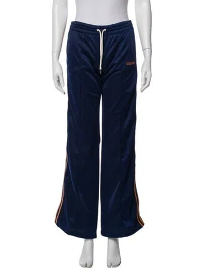 Pre-owned Celine 2024 Embroidered Accent Sweatpants In Blue