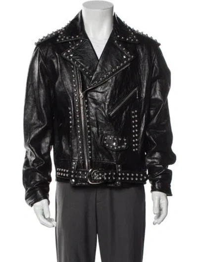 Pre-owned Celine 2024 Lambskin Moto Jacket In Black