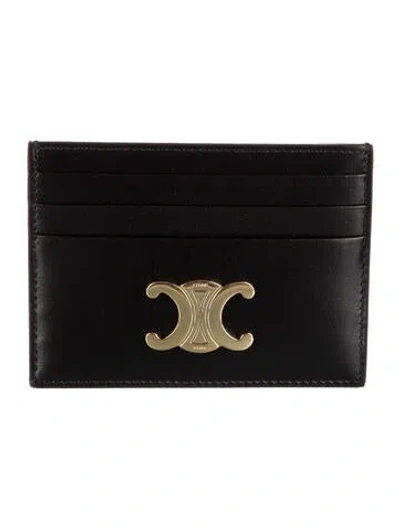 Pre-owned Celine 2024 Leather Card Holder In Black