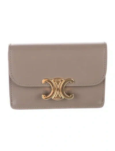 Pre-owned Celine 2024 Leather Compact Wallet In Neutrals