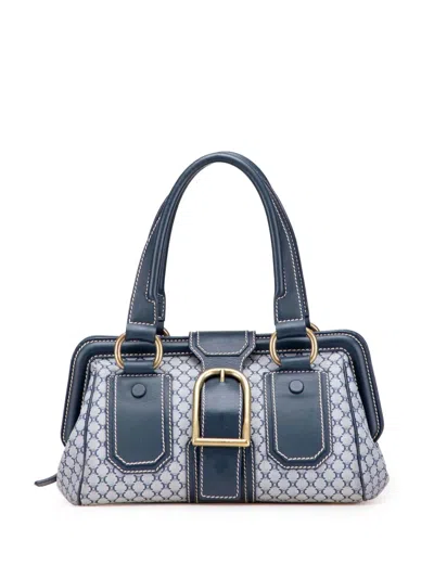 Pre-owned Celine 2024 Macadam Canvas Ella Frame Handbag In Blue