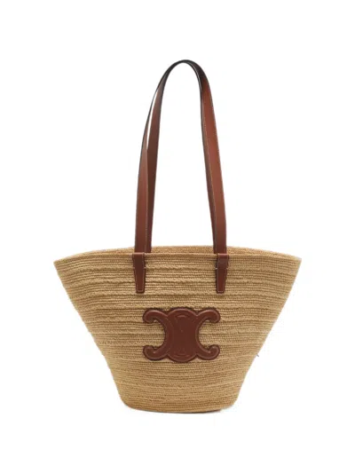 Pre-owned Celine 2024 Medium Classic Panier Double-handle Tote Bag In Neutral