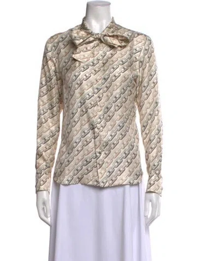 Pre-owned Celine 2024 Romy Lavaliere Blouse In Neutrals