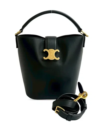 Pre-owned Celine 2024 Small Smooth Calfskin Louise Bucket Bag Satchel In Black