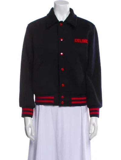 Pre-owned Celine 2024 Teddy Bomber Jacket In Blue