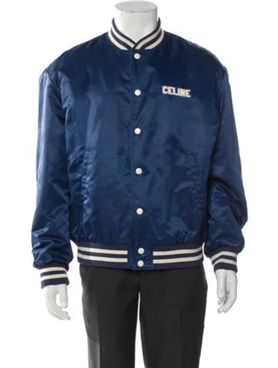 Pre-owned Celine 2024 Teddy Varsity Jacket In Blue
