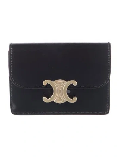 Pre-owned Celine 2024 Triomphe Bifold Wallet In Black