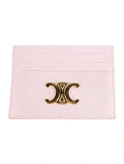 Pre-owned Celine 2024 Triomphe Card Holder In Pink