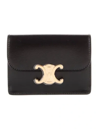 Pre-owned Celine 2024 Triomphe Card Holder W/ Tags In Black