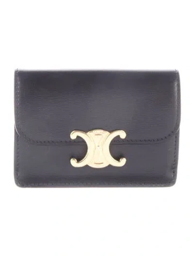 Pre-owned Celine 2024 Triomphe Compact Wallet In Black