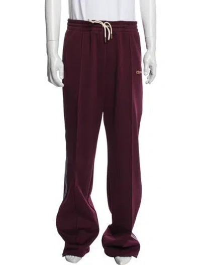 Pre-owned Celine 2025 Embroidered Accent Lounge Bottoms W/ Tags In Burgundy