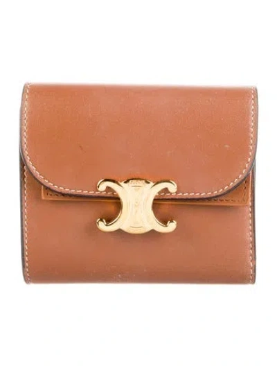 Pre-owned Celine 2025 Flap Compact Wallet In Brown