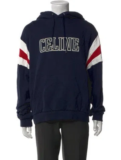 Pre-owned Celine 2025 Graphic Print Hoodie W/ Tags In Blue
