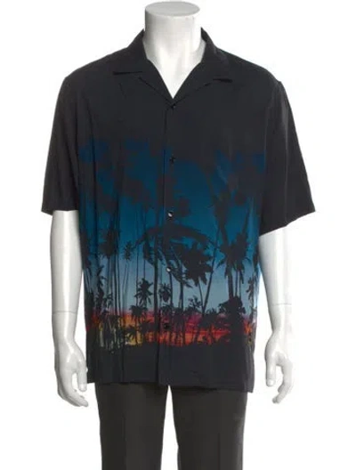 Pre-owned Celine 2025 Graphic Print Shirt W/ Tags In Blue