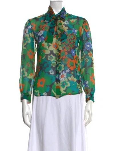 Pre-owned Celine 2025 Mia Lavallière Blouse In Green