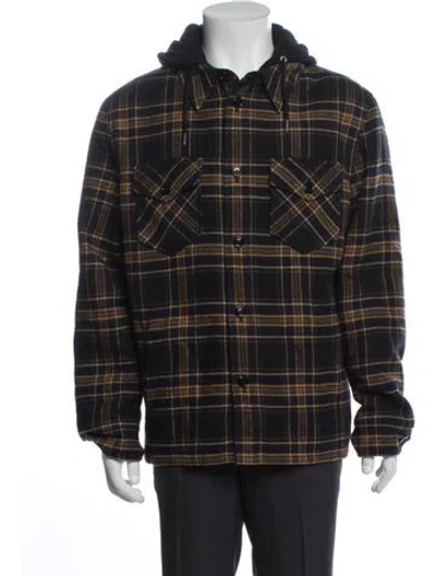 Pre-owned Celine 2025 Plaid Print Parka W/ Tags In Blue