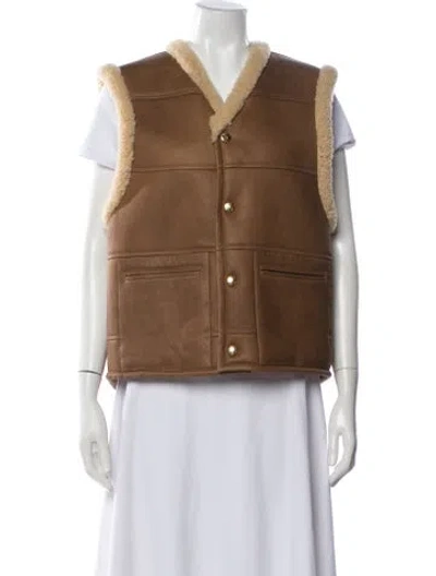 Pre-owned Celine 2025 Shearling Vest In Brown