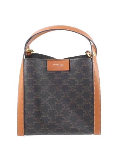 Pre-owned Celine 2025 Small Triomphe Coated Canvas Cube Satchel In Black