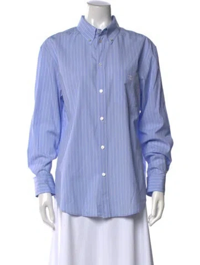 Pre-owned Celine 2025 Striped Button-up Top In Blue