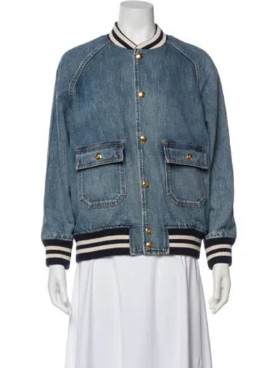 Pre-owned Celine 2025 Teddy Raglan Bomber Jacket In Blue