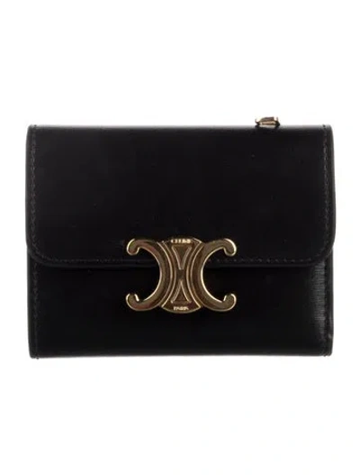 Pre-owned Celine 2025 Triomphe Bifold Wallet In Black