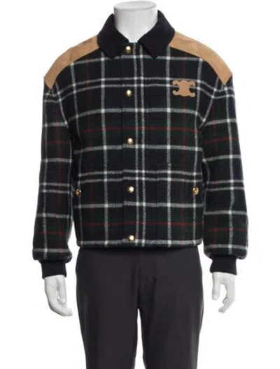Pre-owned Celine 2025 Triomphe Bomber Jacket W/ Tags In Blue